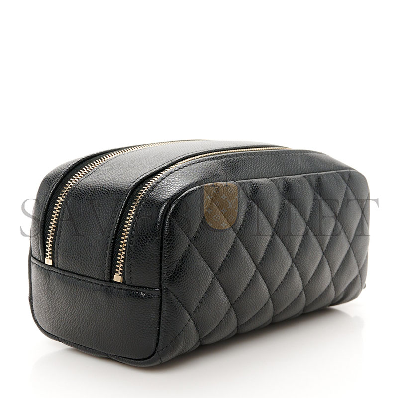 Ch**el caviar quilted toiletry case with chain black (18*10*10cm)